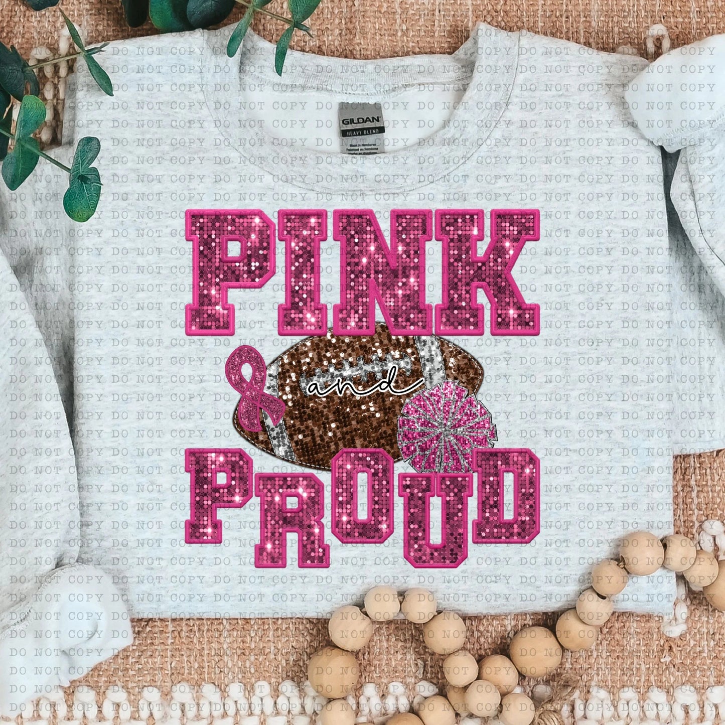 Pink and Proud Faux Sequin/Embroidery Graphic Tee/Sweatshirt