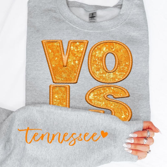 Vols Faux Sequin/Embroidery w/sleeve  Graphic Sweatshirt