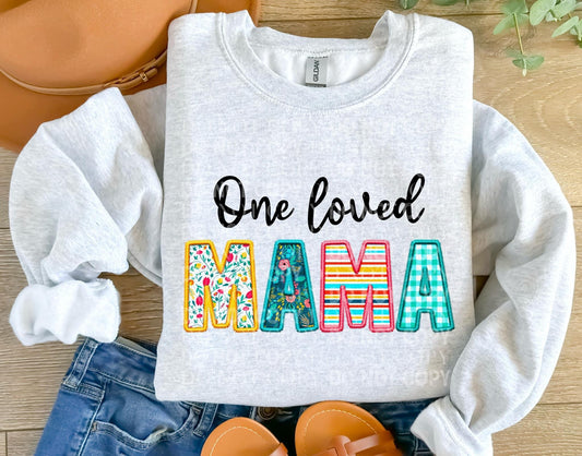 One Loved Mama Spring Faux Embroidery Graphic Tee/Sweatshirt