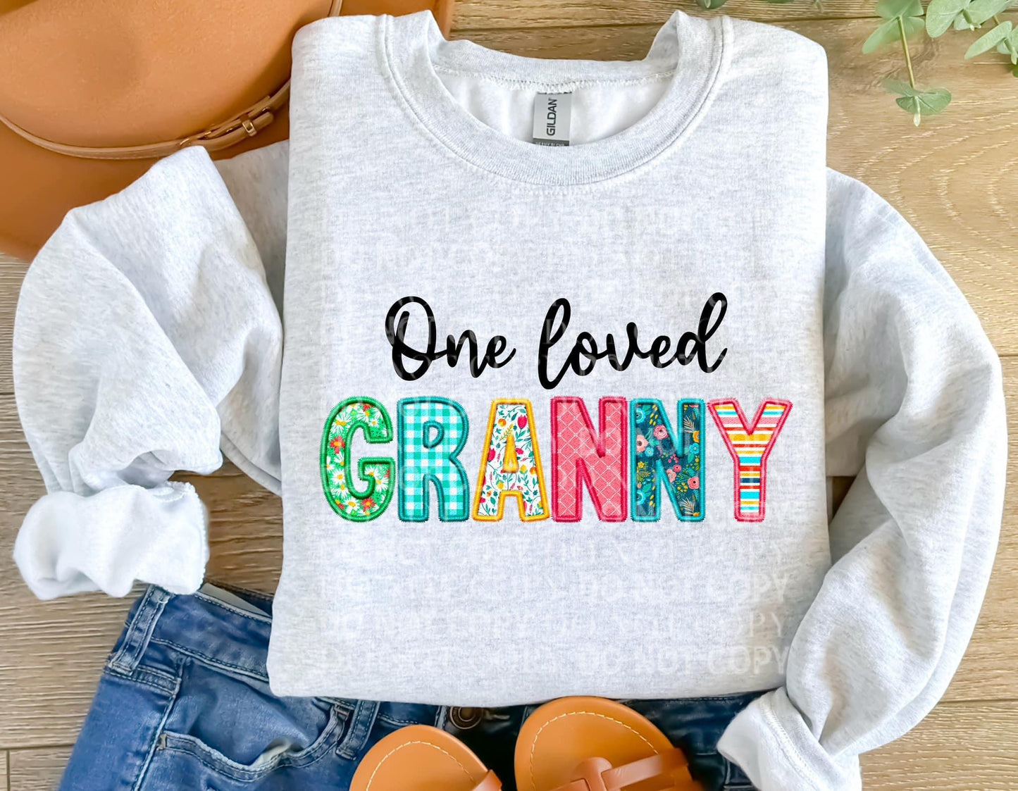 One Loved Granny Spring Faux Embroidery Graphic Tee/Sweatshirt