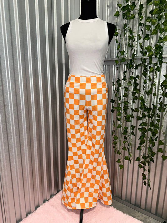 Orange and White Checkered Knit Bells