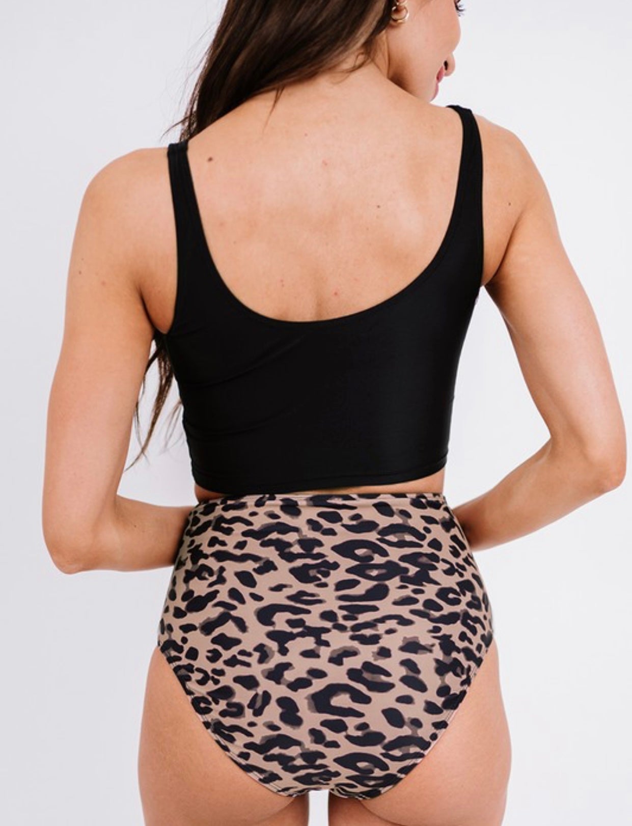 Black Leopard Two Piece Swimsuit