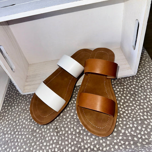 Double Strap Sandal - White