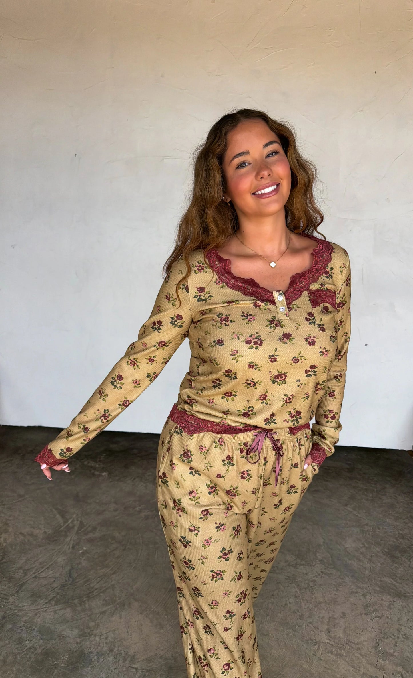 PREORDER - Floral & Lace Waffle PJ Sets