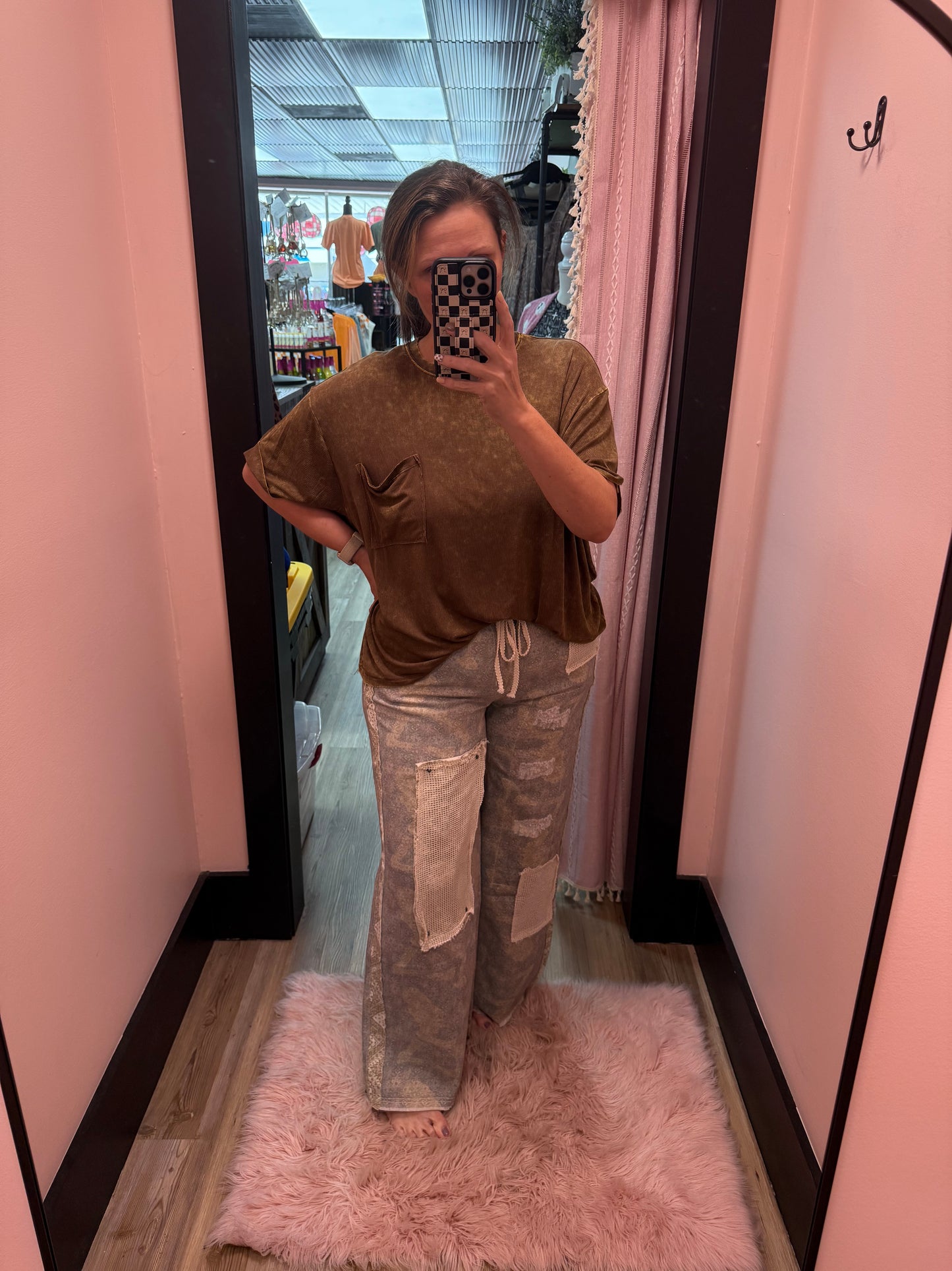 Pol Stud Detail Woven Denim Pants