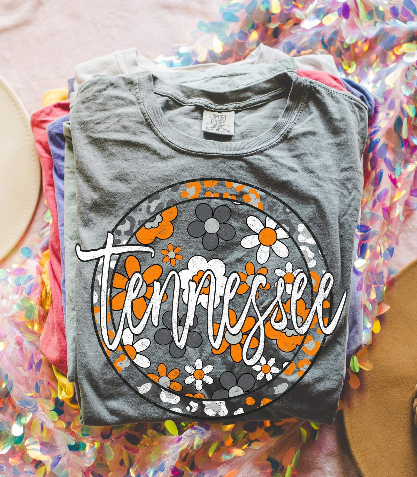 Boho Floral Tennessee (Orange & White) Comfort Colors Graphic Tee