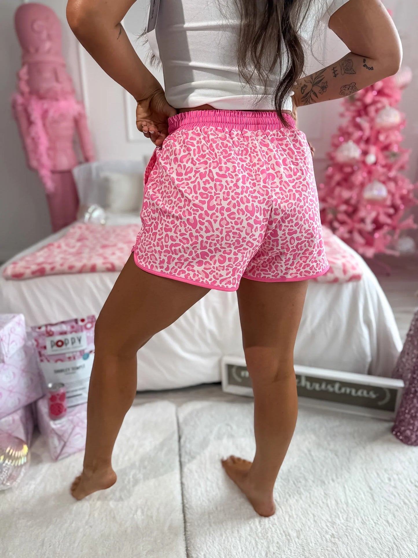 BIRDIE PREORDER - Active Shorts in Pink Party Leopard