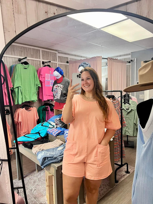 Summer Tee Romper - Peach