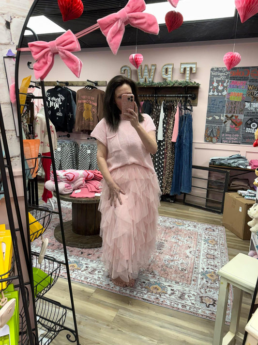 Cascading Tulle Layered Skirt