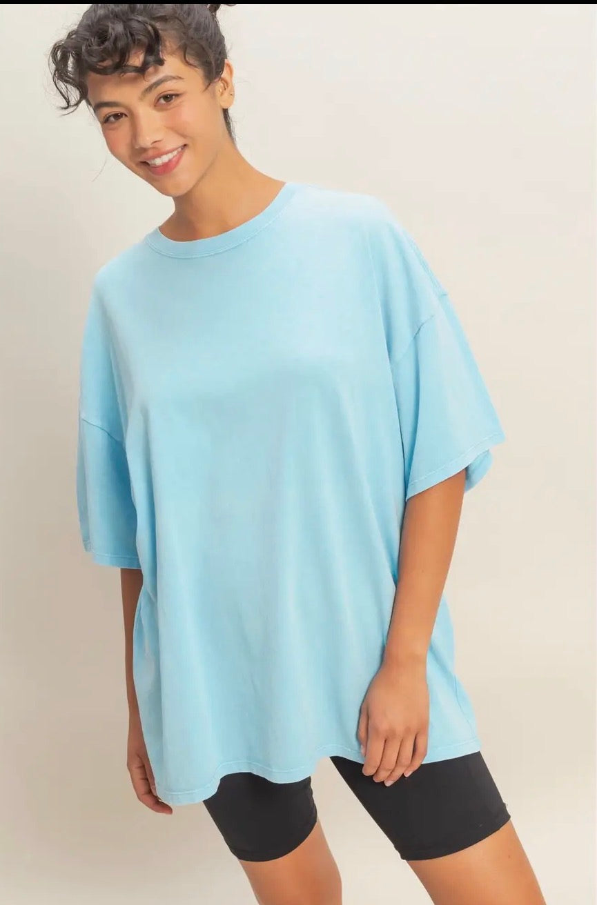 Oversized Mineral Wash Tee - Blue