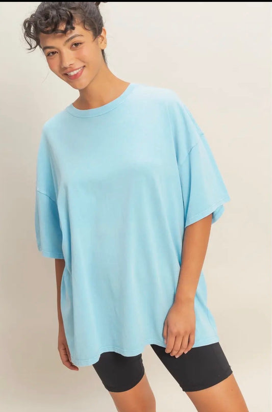 Oversized Mineral Wash Tee - Blue