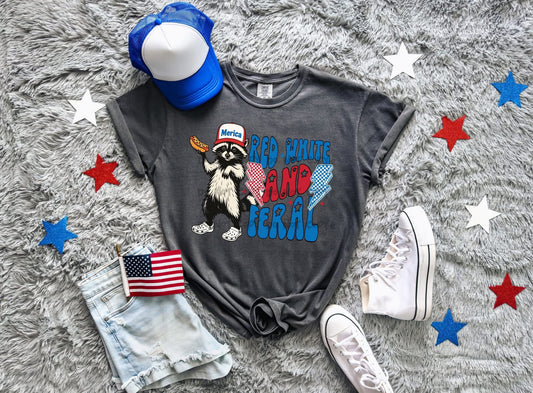 Red White & Feral Comfort Colors Graphic Tee