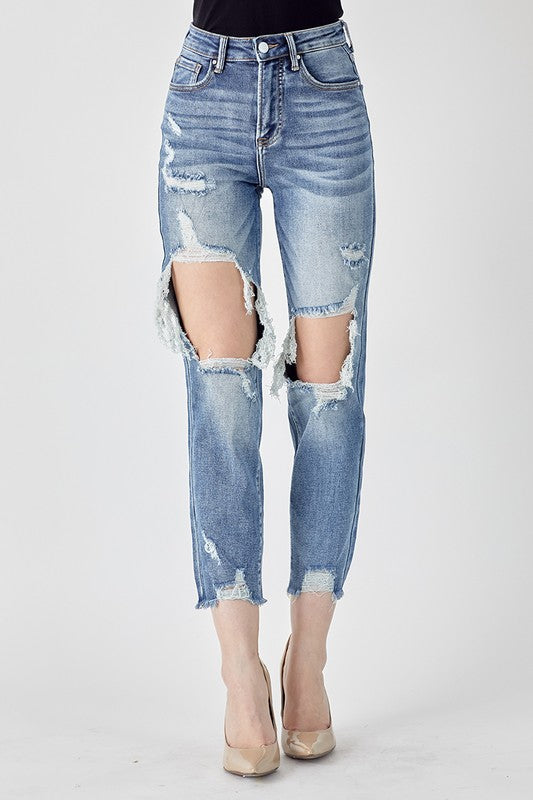 Risen High Rise Slim Straight Jeans