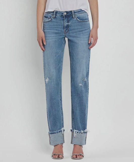 Lovervet Mid Rise Cuffed Straight Jeans