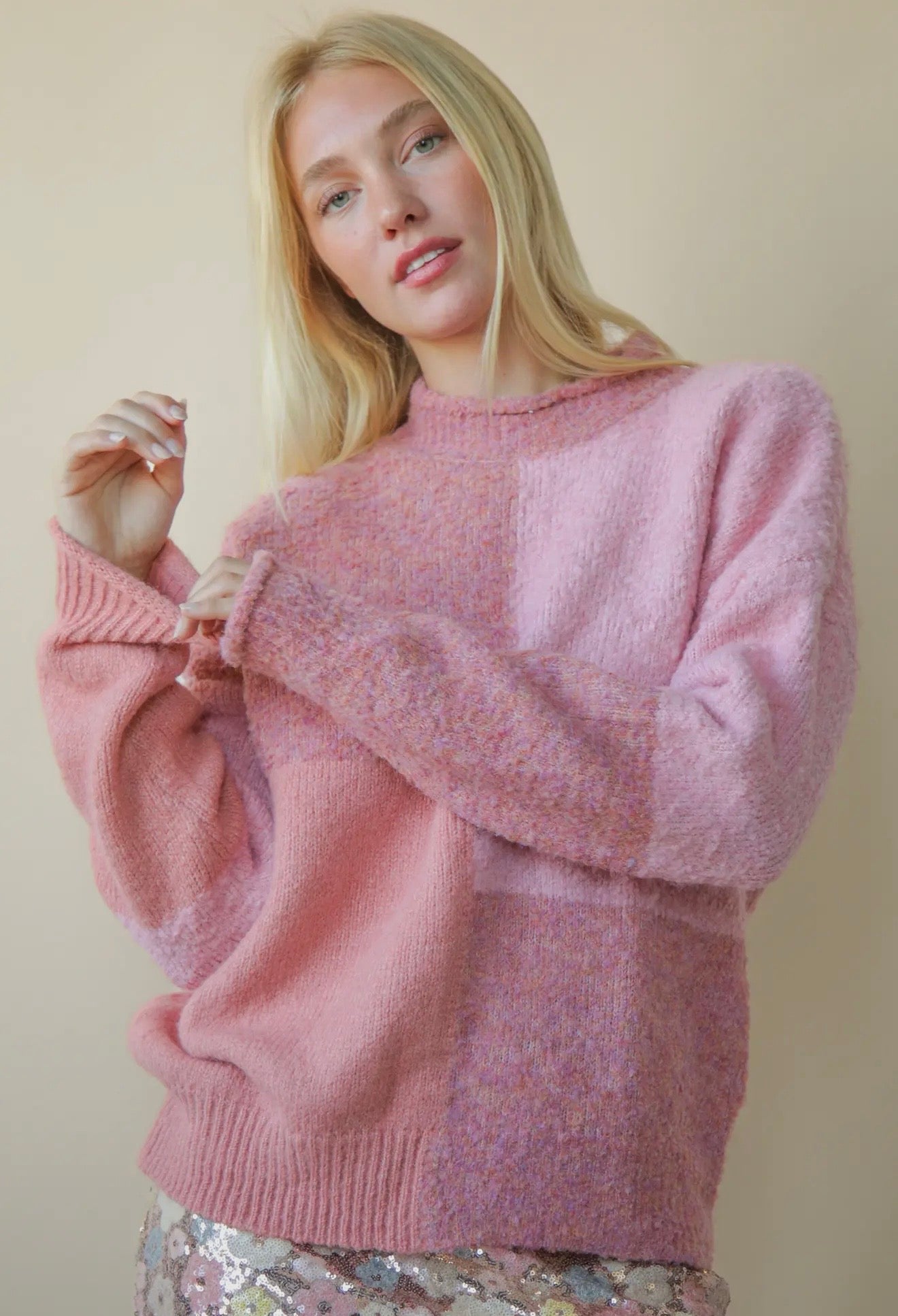 Oversized Color Block Sweater
