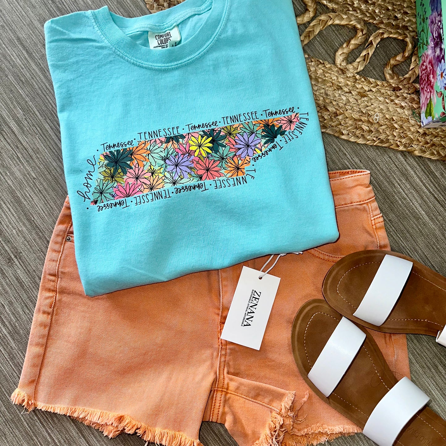 Floral TennesseeComfort Colors Graphic Tee