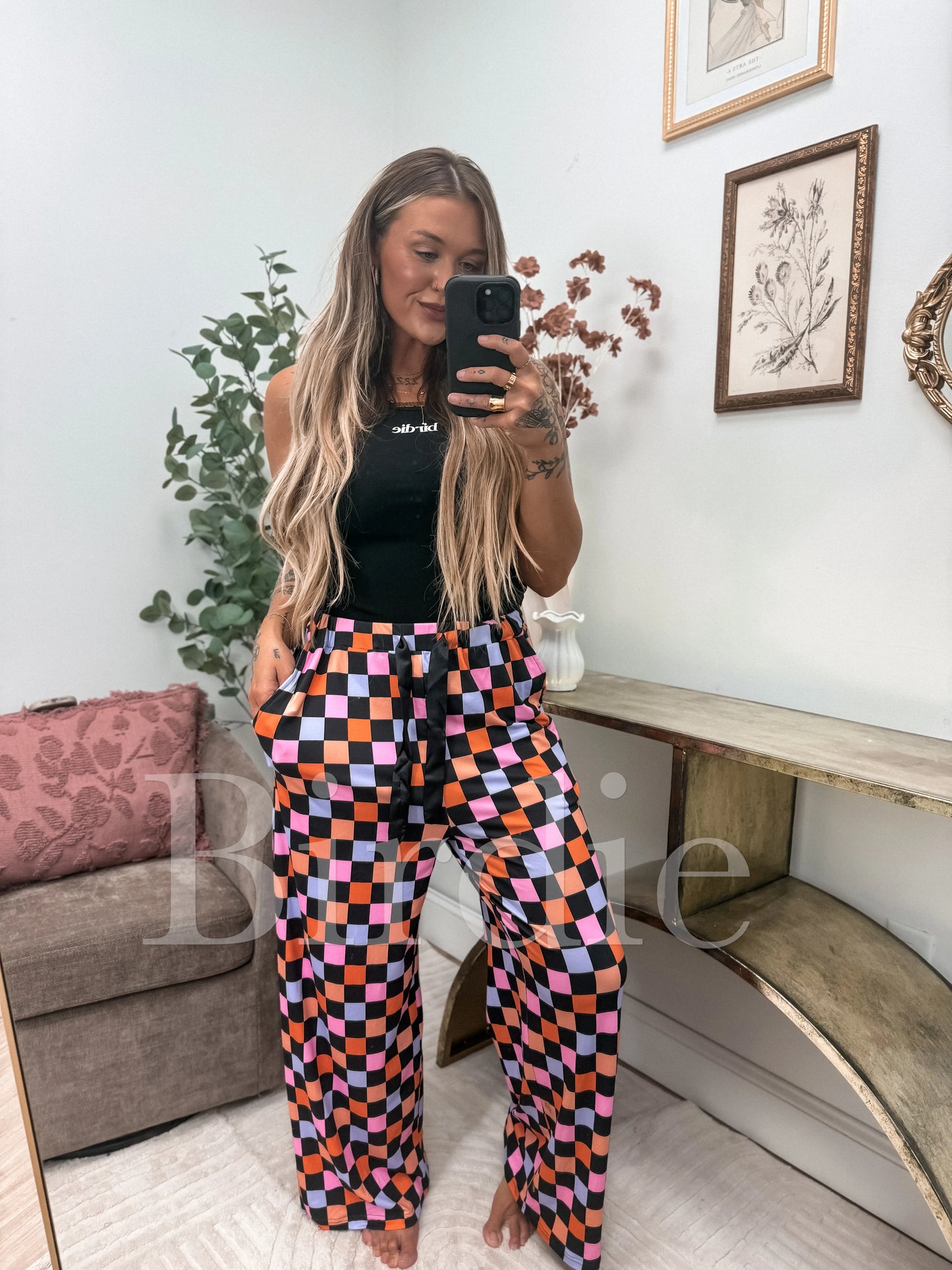 Birdie Stretchy Lounge Pants 2.0 - Candy Corn Checkered