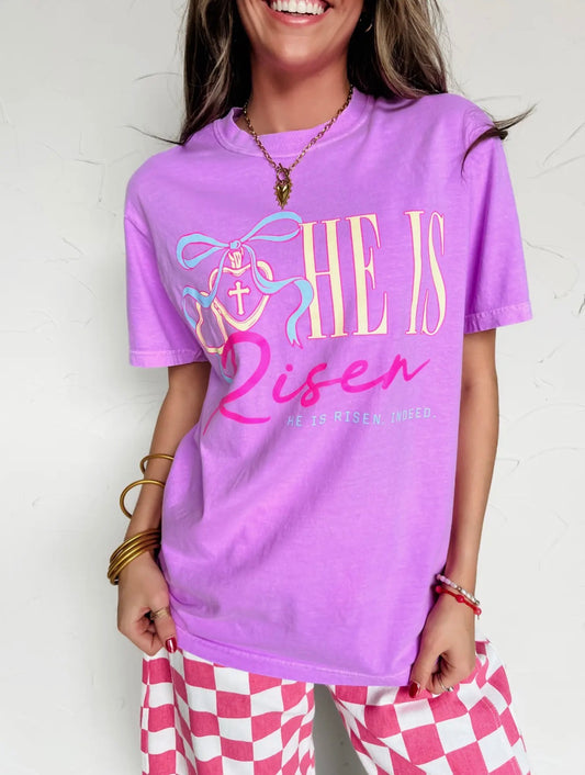 He Is Risen Locket Comfort Colors Tee