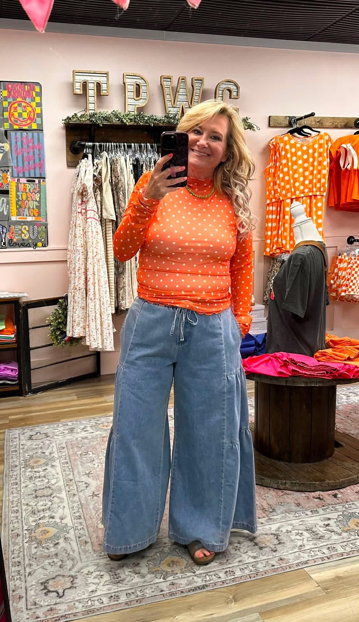 Polka Dot Mesh - Orange