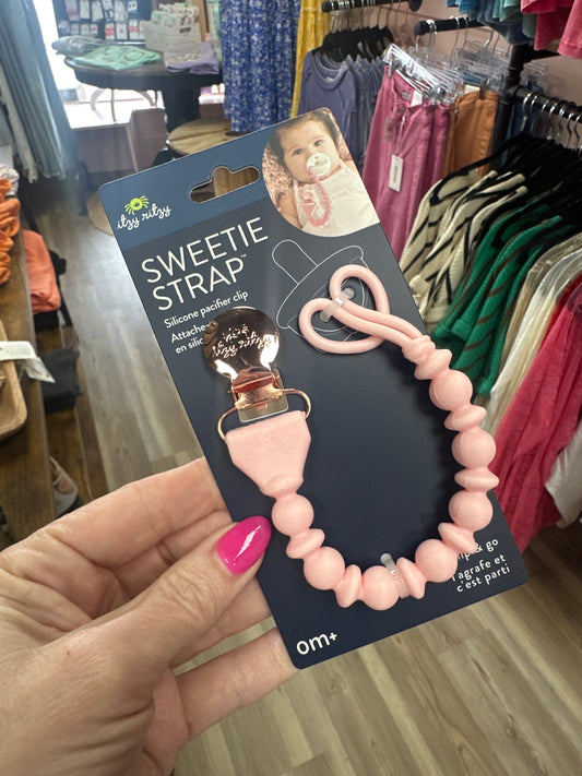 Itzy Ritzy Sweetie Strap Silicone Pacifier Clip - Pink