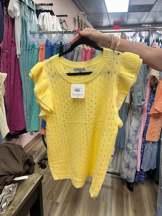 Casey Ruffle Sleeve Sweater - Yellow