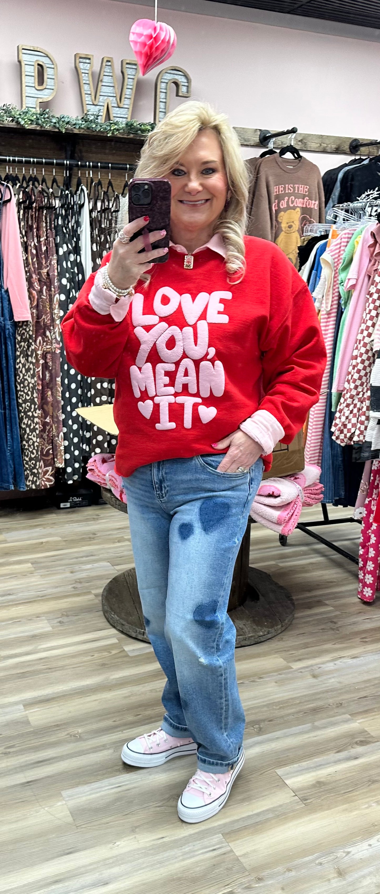 Shaded Heart Boyfriend Jeans