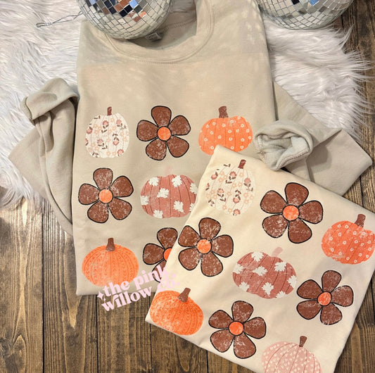 Fall Pumpkins + Flowers Graphic Tee/Sweatshirt