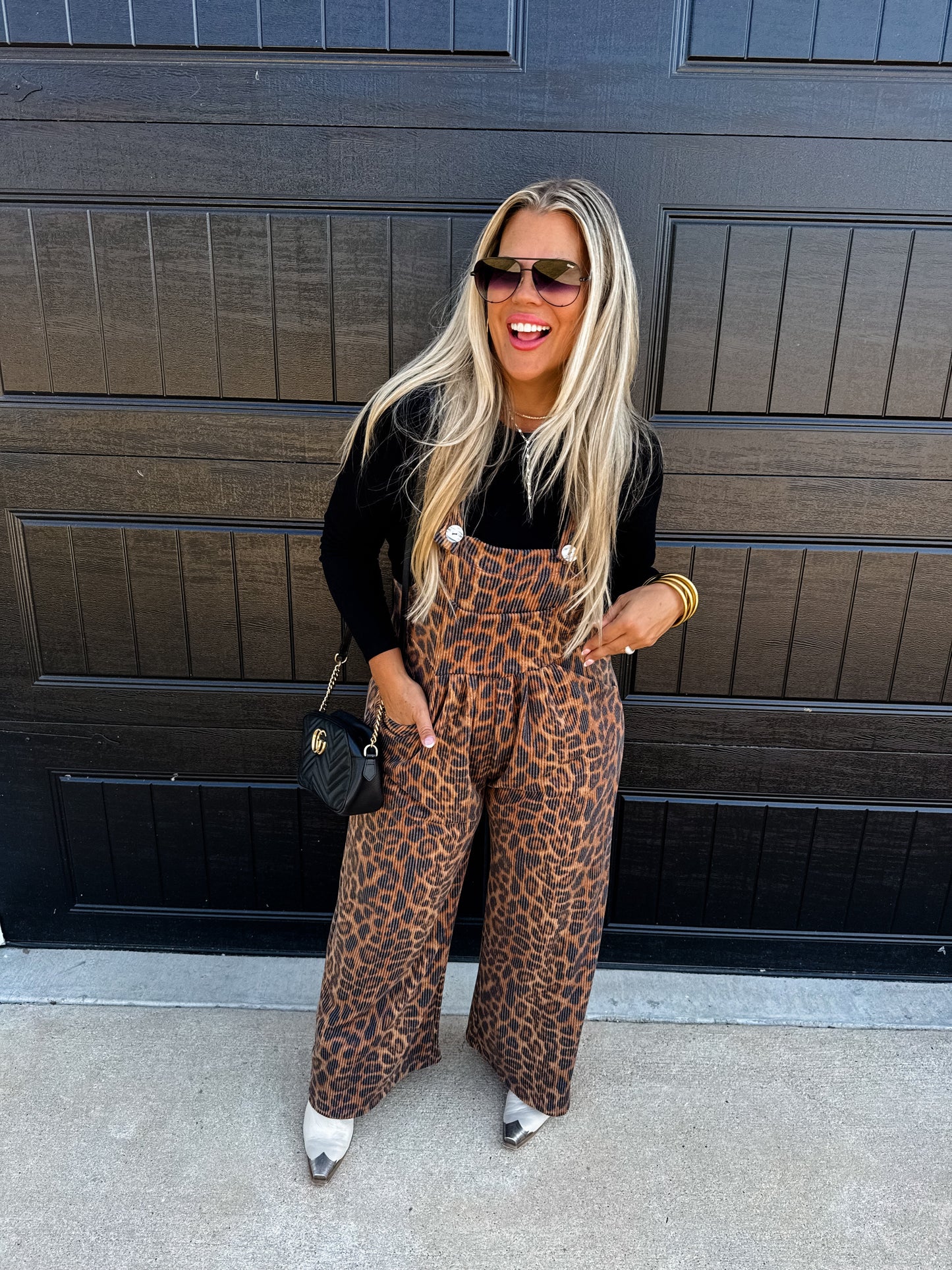 PREORDER - Cheetah and Solid Karli Boho Overalls