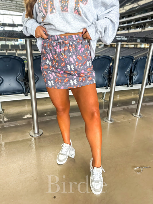 Biirdie Grey Coquette Football Active Skort