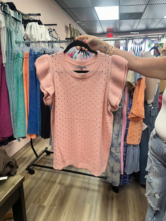 Casey Ruffle Sleeve Sweater - Pink