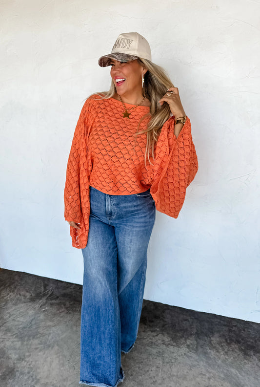 Bell Sleeve Top - Orange