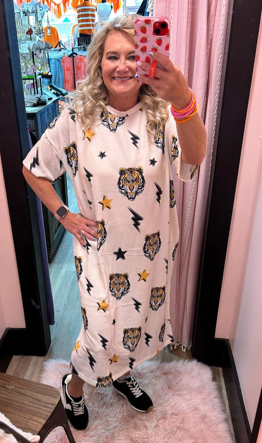 Tiger Print Midi Dress