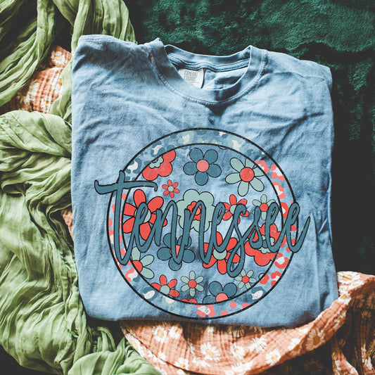 Patriotic Floral Tennessee Comfort Colors Graphic Tee