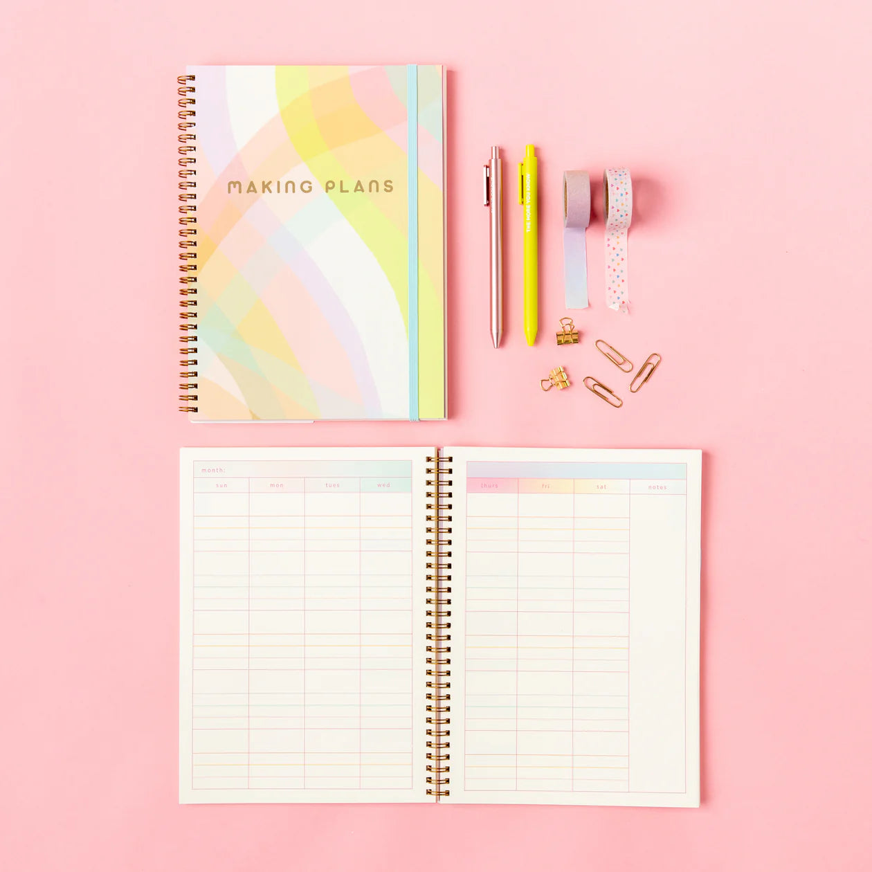 Undated Perpetual Planner - Rainbow Gradient Making Plans (Large)