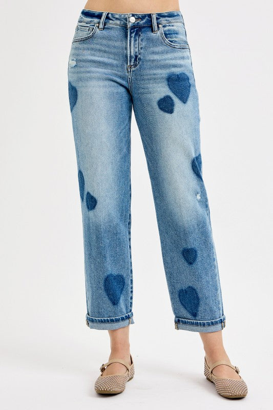 Shaded Heart Boyfriend Jeans