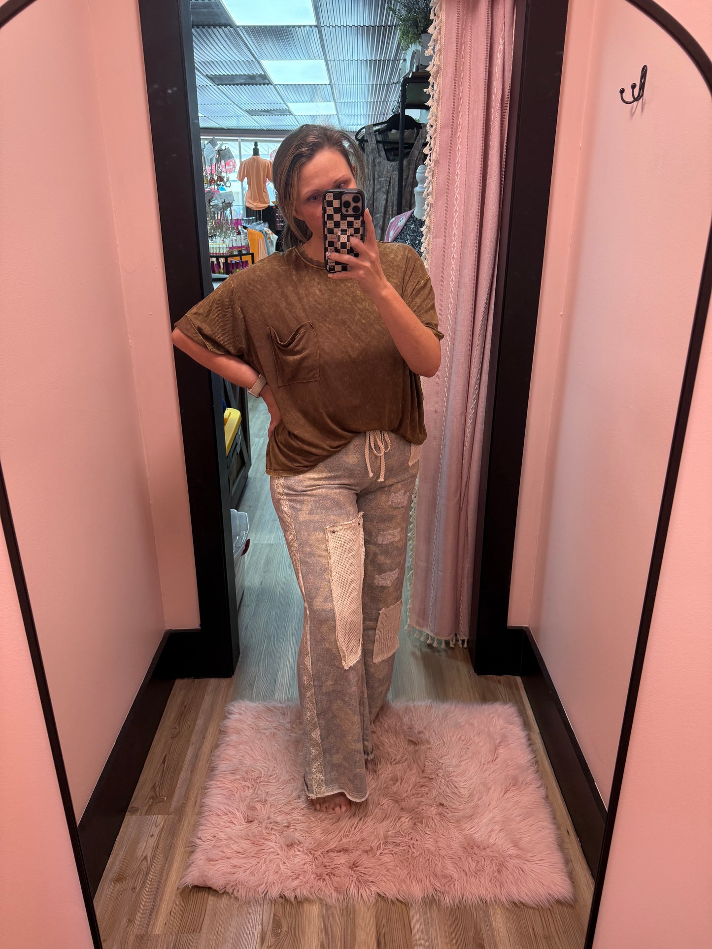 Pol Stud Detail Woven Denim Pants