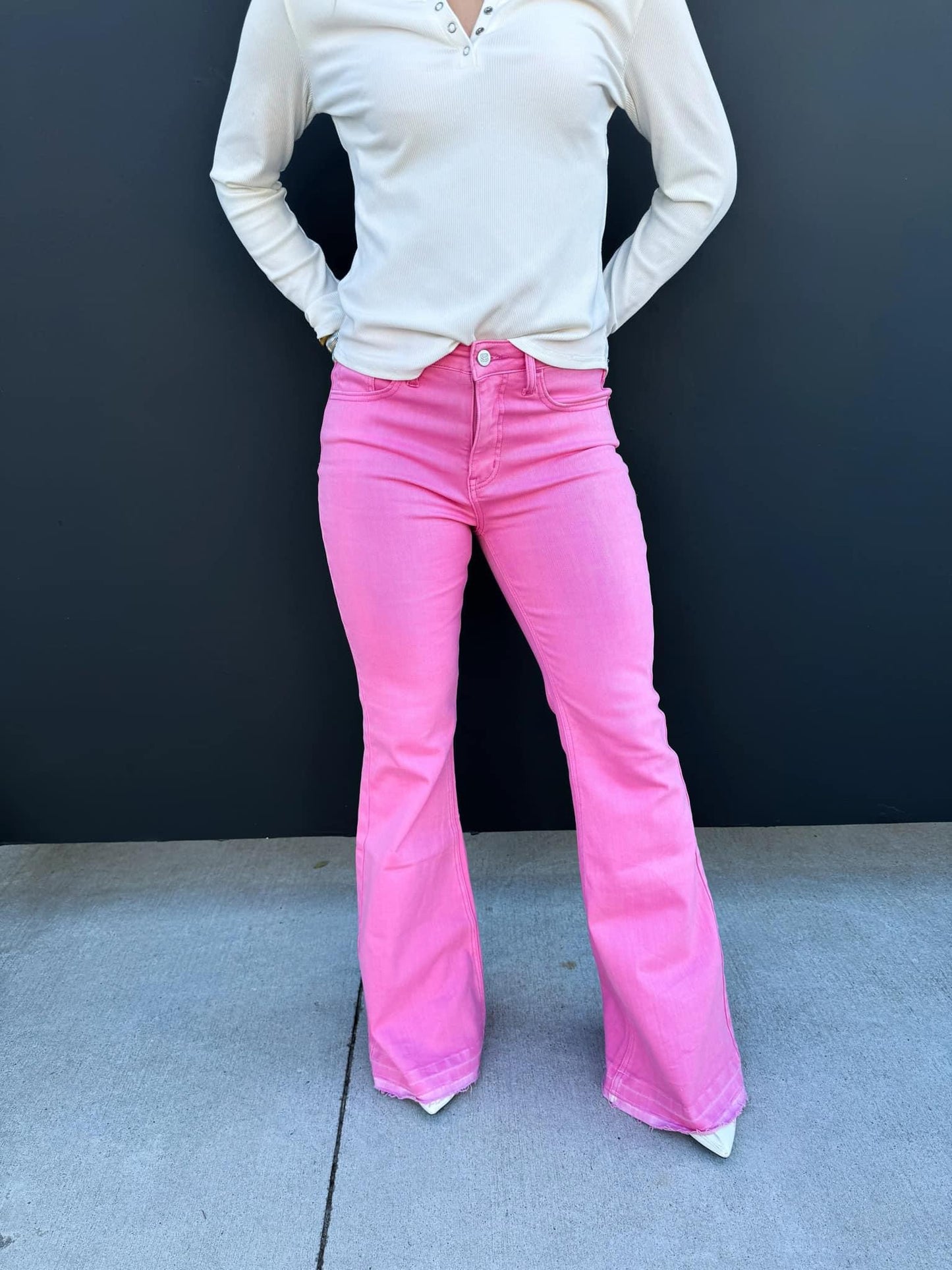 Jayde Pink Tummy Control Flares