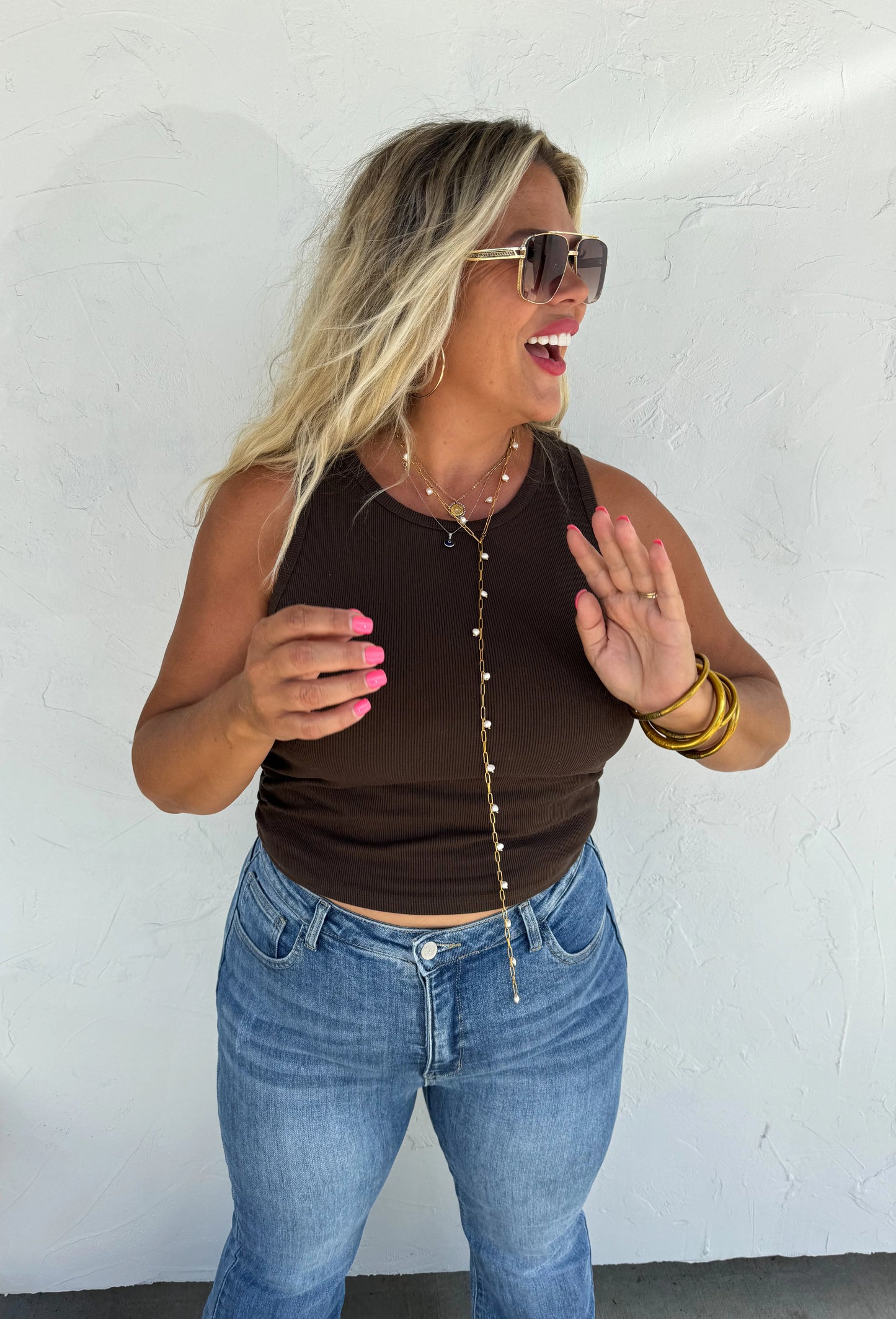 Brown Taylor Ribbed Tank