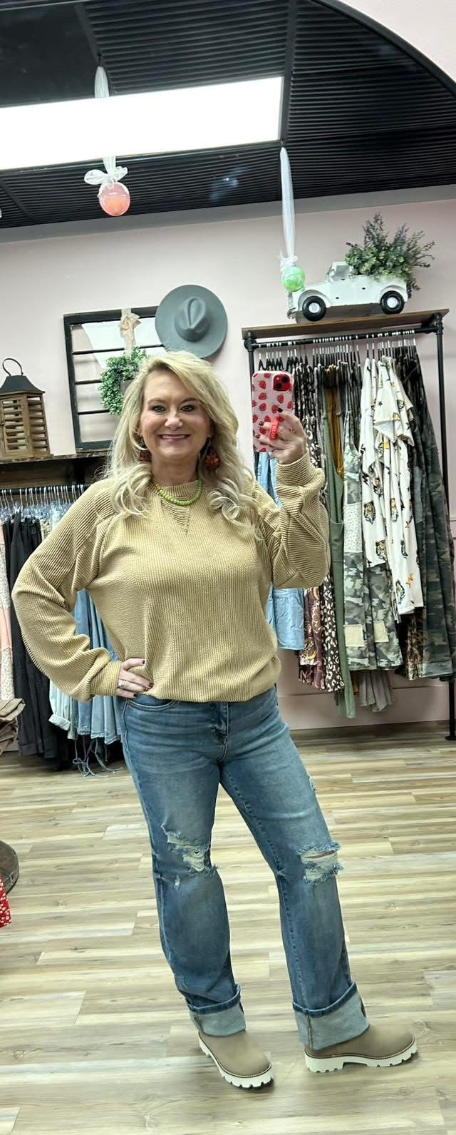 Ribbed Knit Top - Taupe