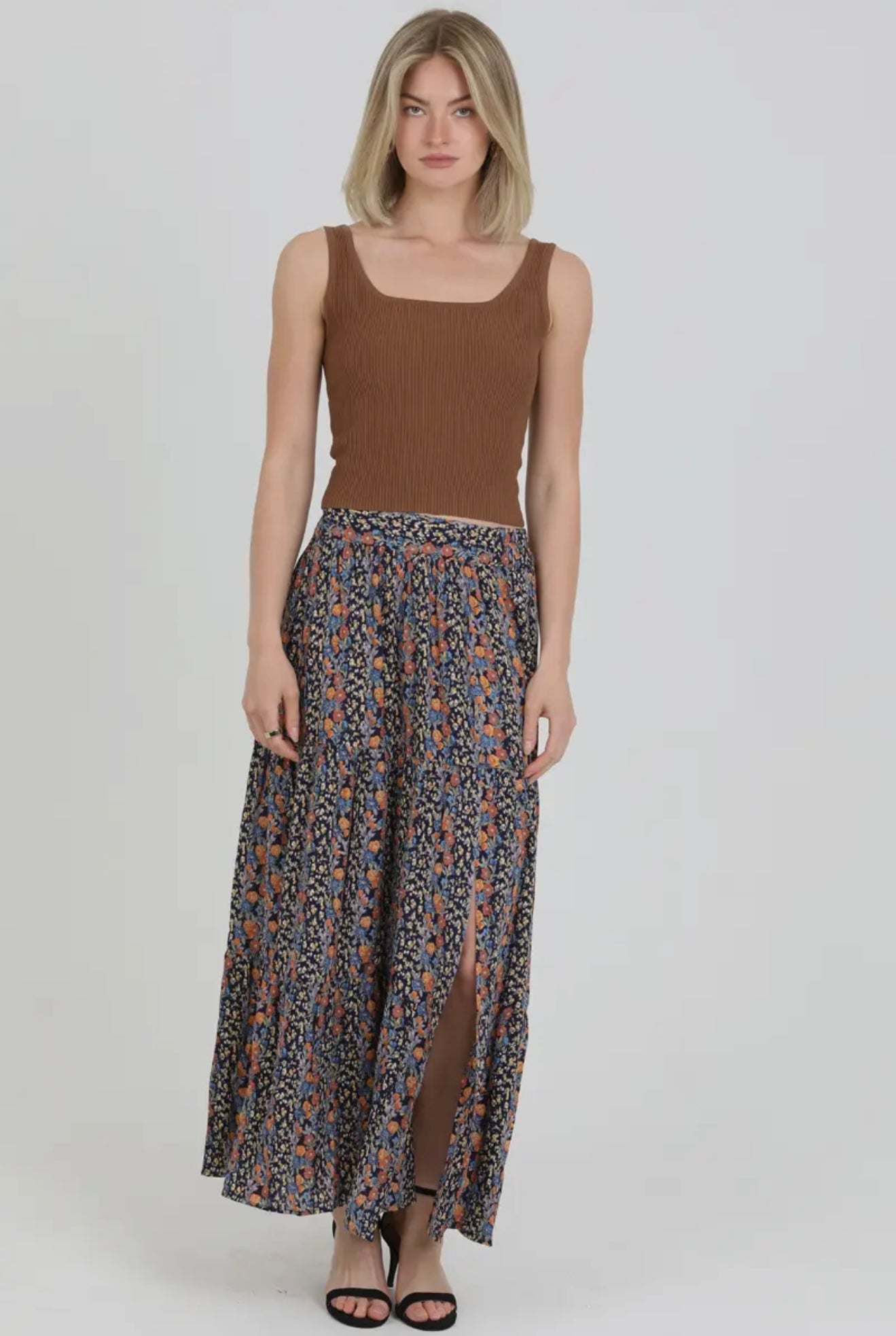 Floral Maxi Skirt w/Slit