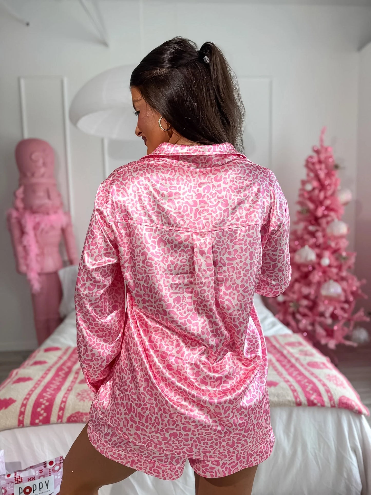 BIRDIE PREORDER - After Dark Satin Set in Pink Party Leopard