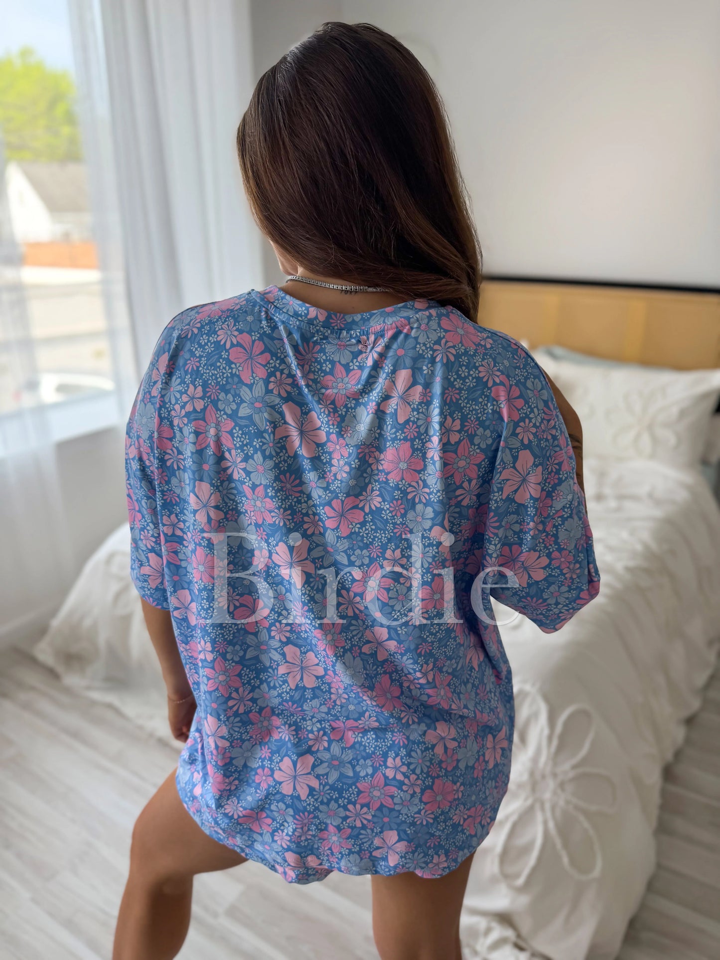BIRDIE Tee & Boxer Shorts Set - Bluebell Blush