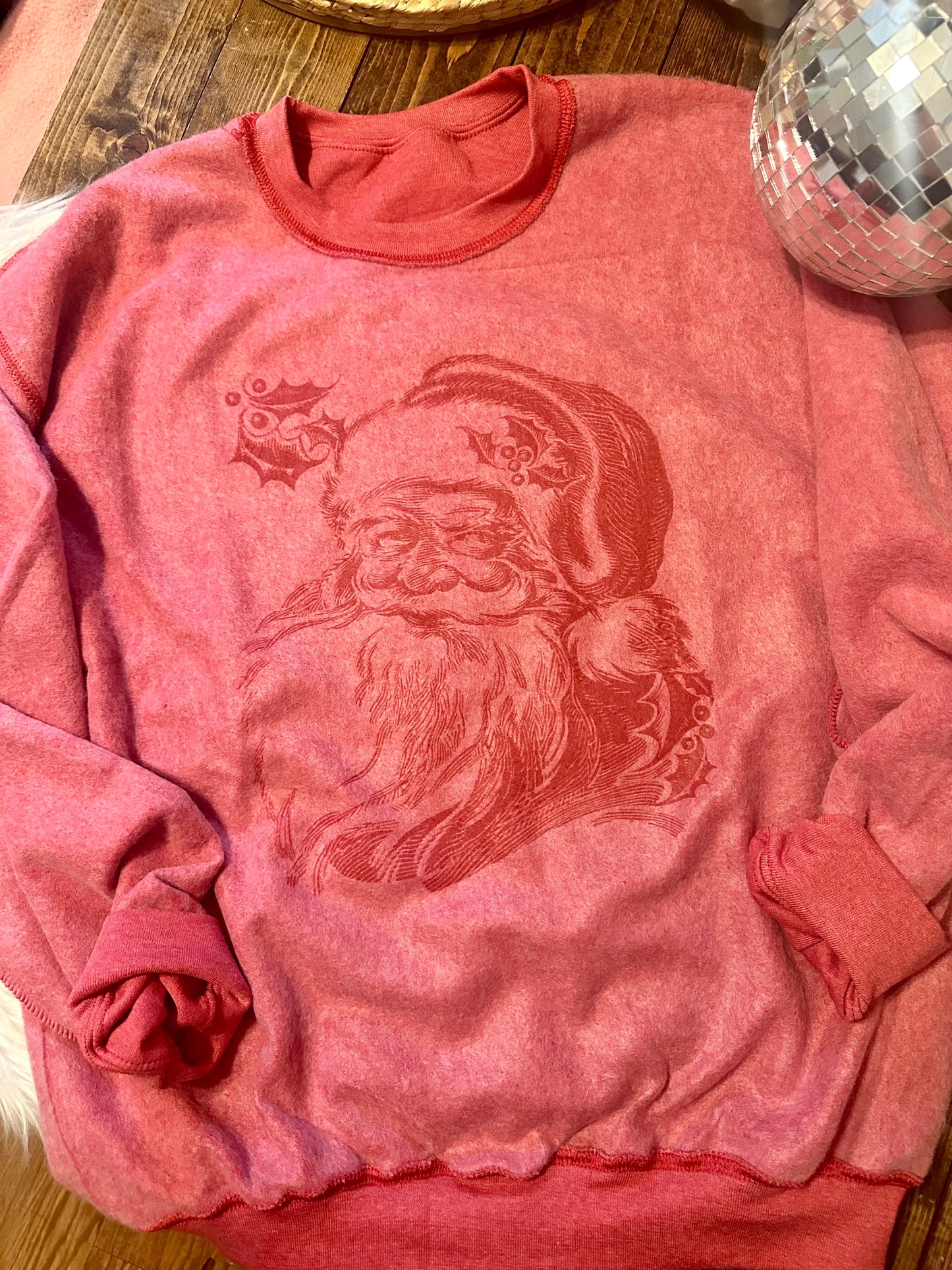 Vintage Farmhouse Santa Inside Out Graphic Sweatshirt