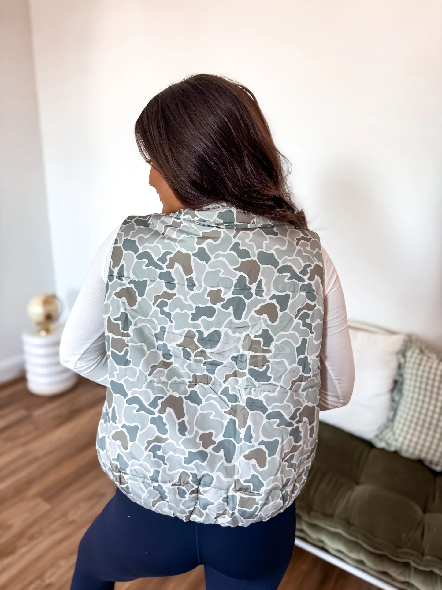Birdie Puffer Vest - Sage Green Duck Camo