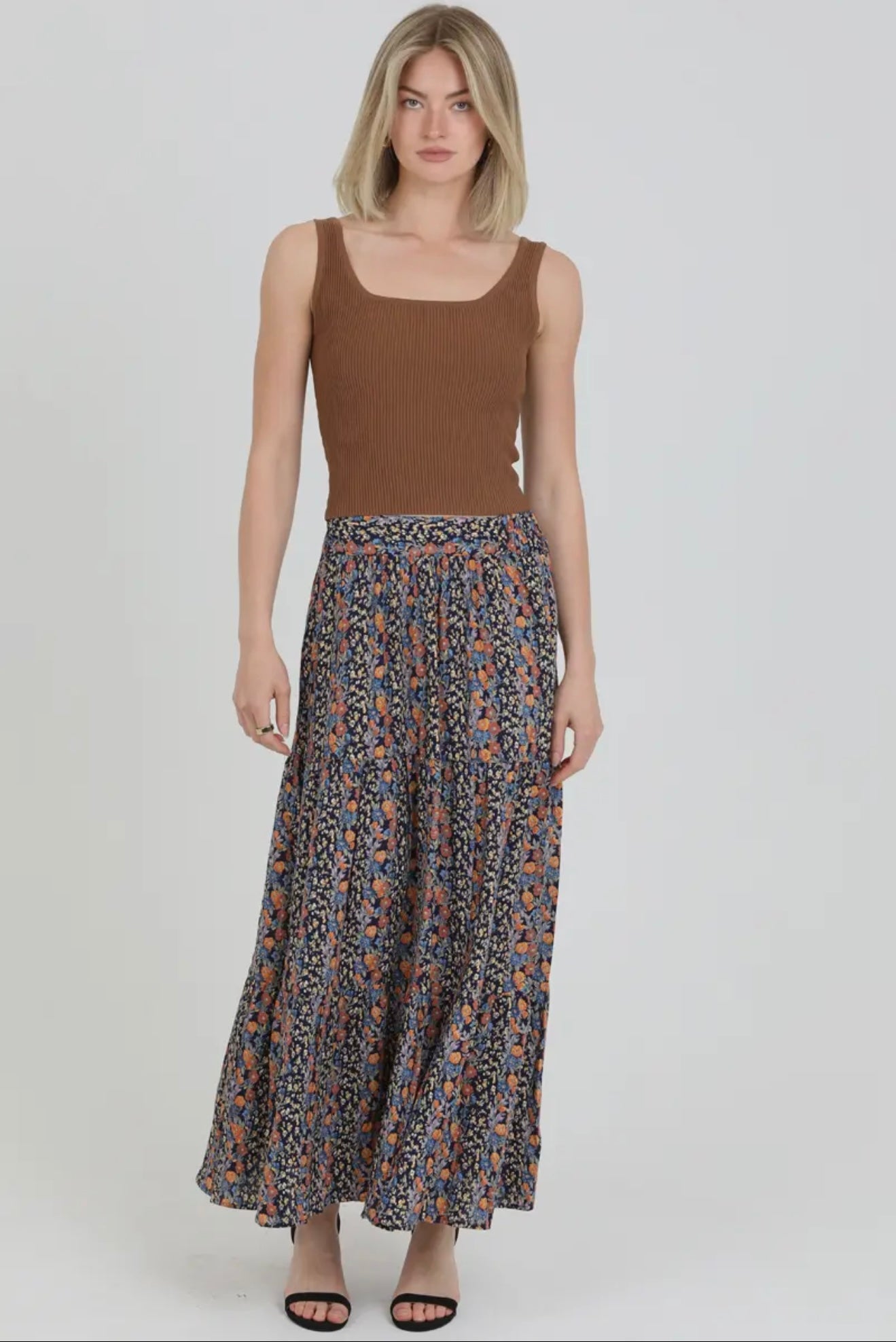 Floral Maxi Skirt w/Slit