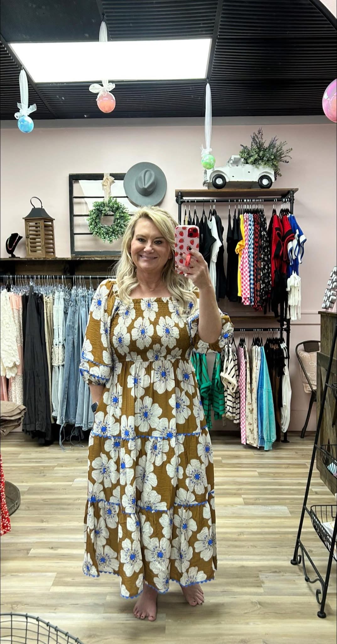 Floral Printed Tiered Midi Dress