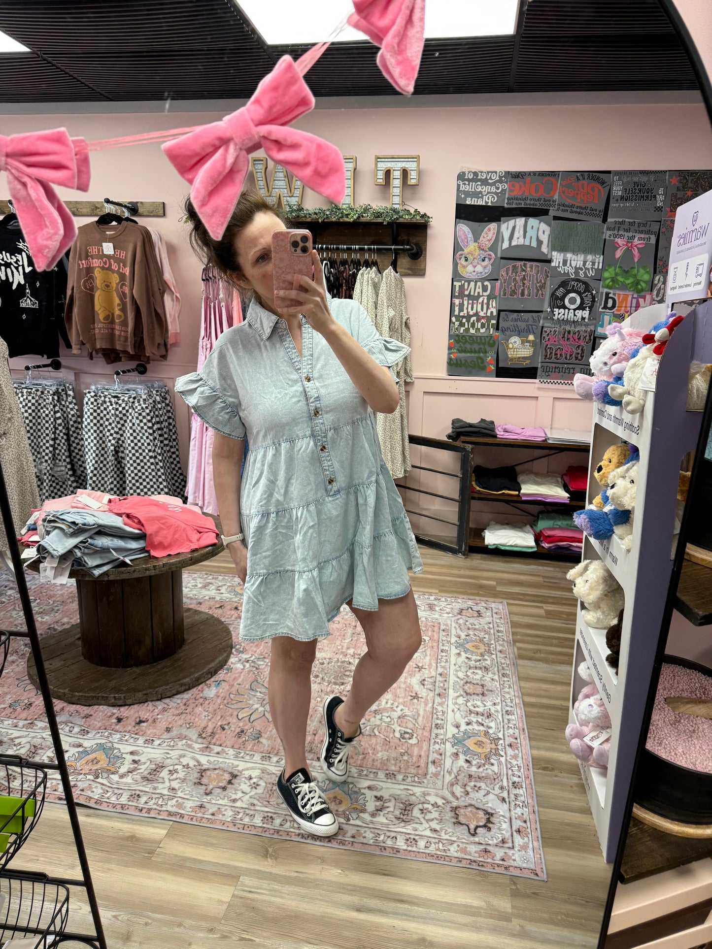 Mineral Washed Chambray Mini Dress