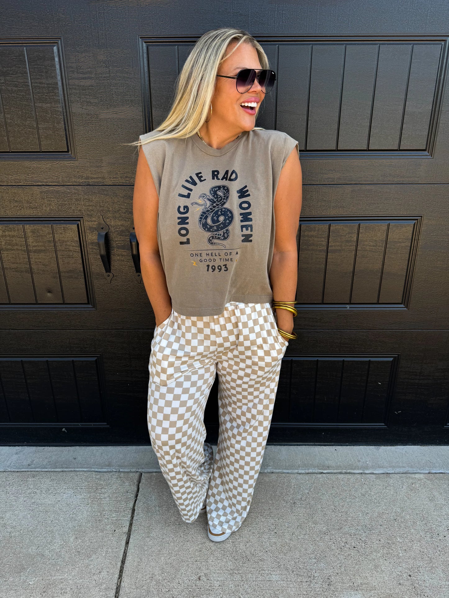 PREORDER - Bold Block Checker Pants - Neutrals