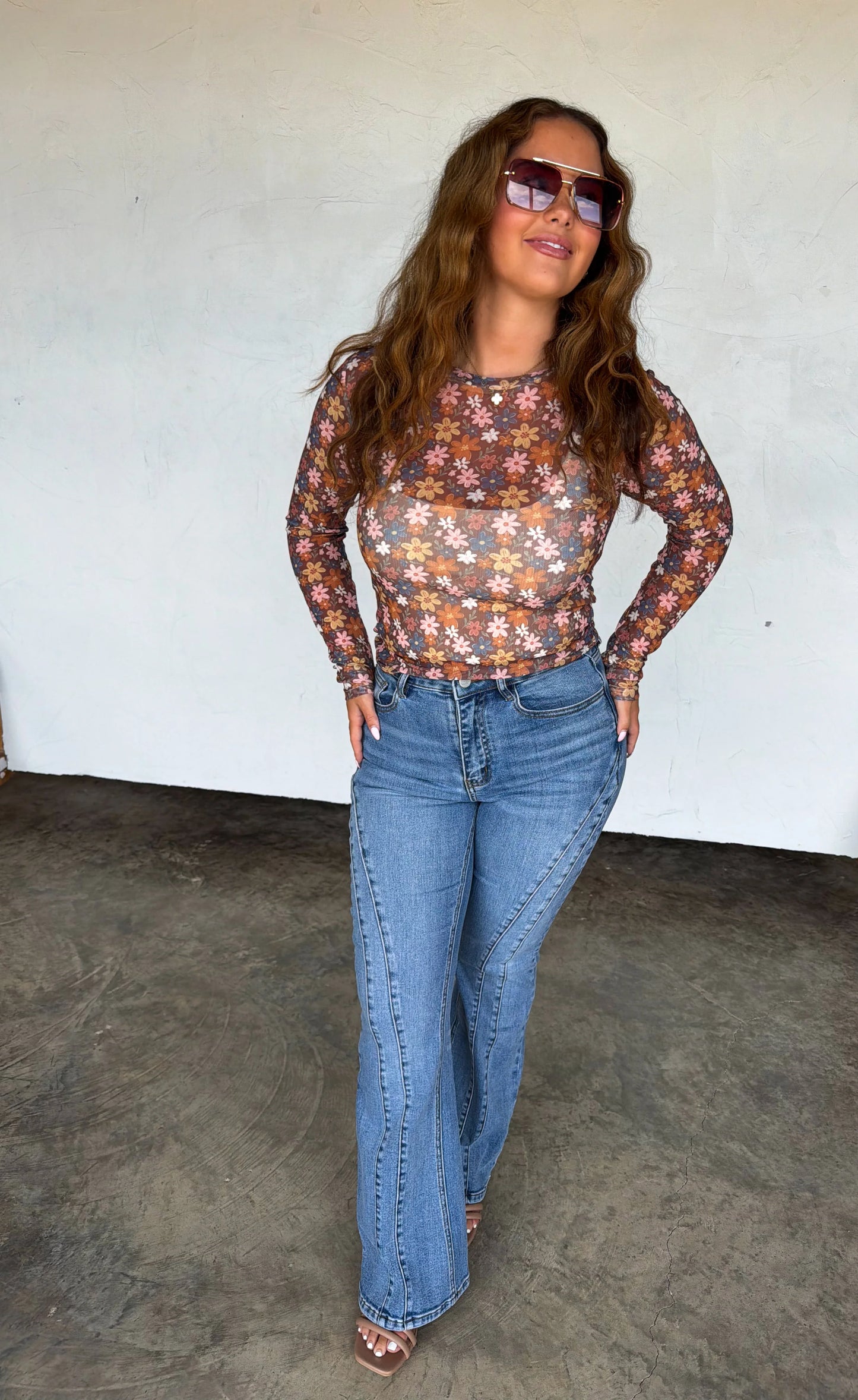 PREORDER -Fall Flower Dress It Up Mesh Tops