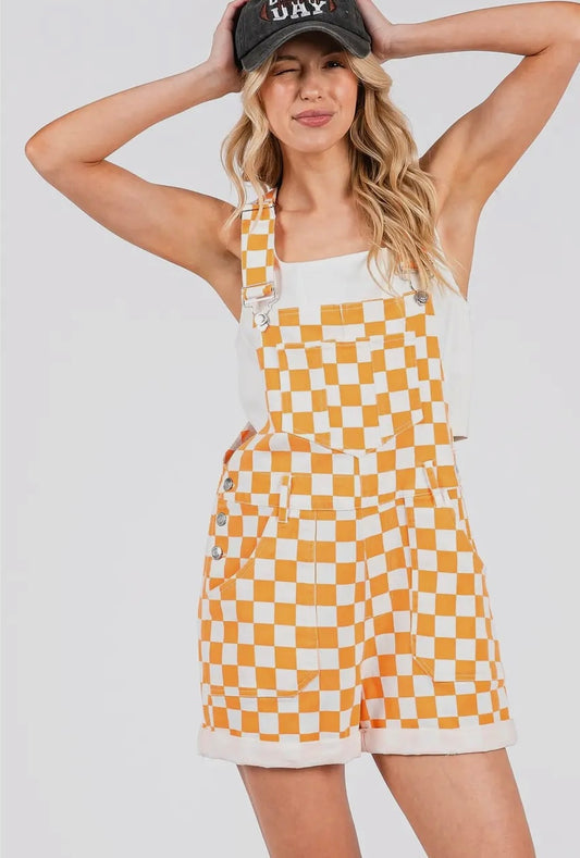 Game Day Checkered Bib Overalls